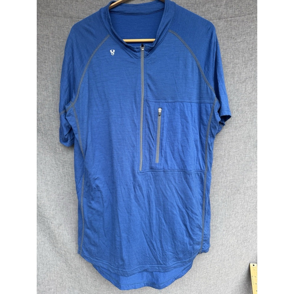Stoic Merino Wool Large? Baselayer Short Sleeve‎ Half Zip Pocket Shirt